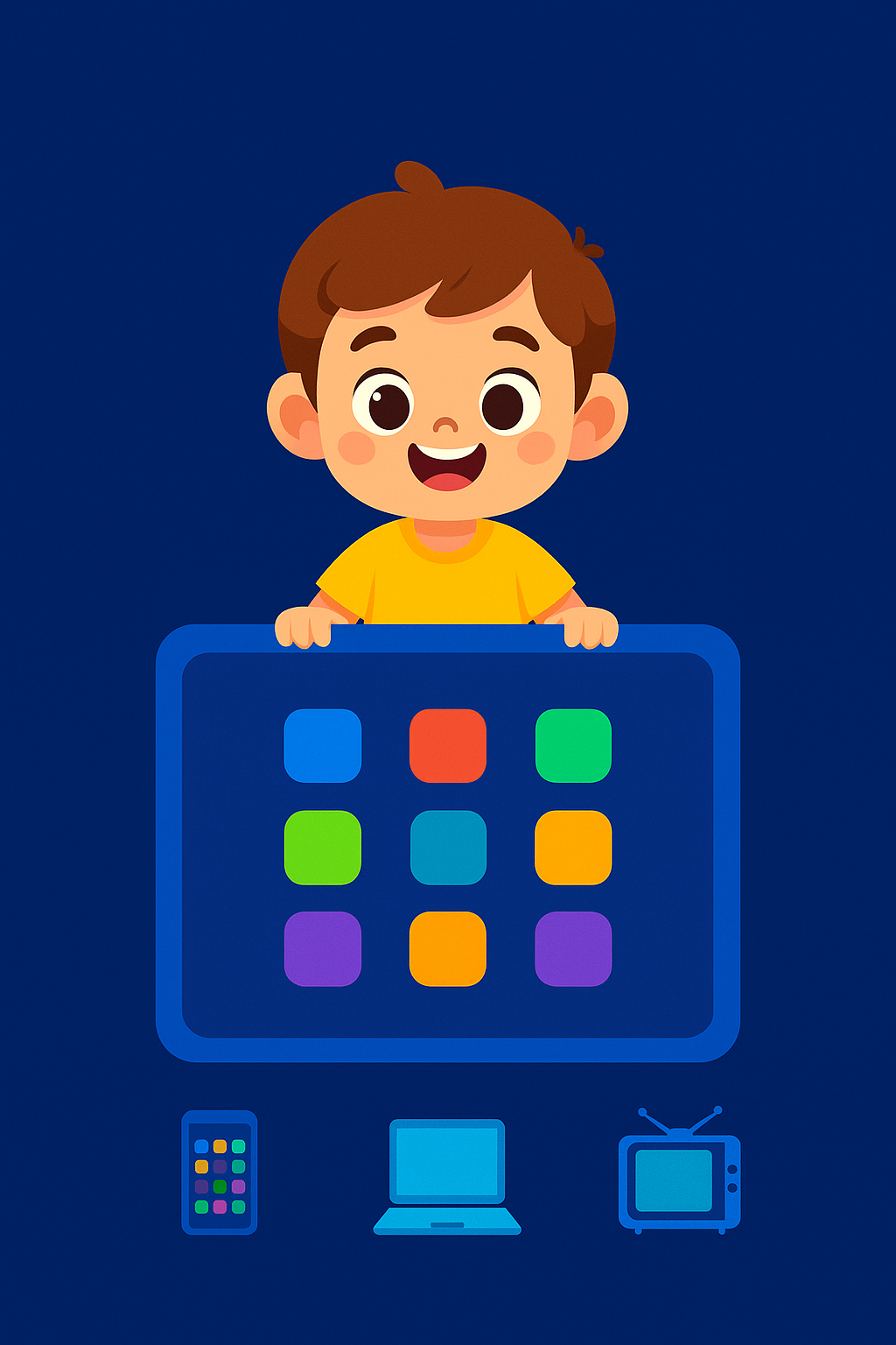 Niño interactuando con dispositivos digitales